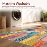 Ultra Soft Area Rug, Non Slip, Stain Resistant, Washable Area Rugs for Living Room, Bedroom, Estrella Collection Modern Fractal Geometric Colorful Area(Yellow)