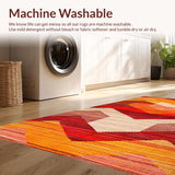 Ultra Soft Area Rug, Non Slip, Stain Resistant, Washable Area Rugs for Living Room, Bedroom, Warm Earthy Tones with Artisan Flair(Red)