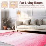 Ultra Soft Area Rug, Non Slip, Stain Resistant, Washable Area Rugs for Living Room, Bedroom, Tranquil Blossom Breeze Aesthetic(Pink)