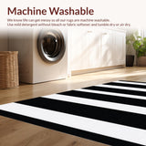 Ultra Soft Area Rug, Non Slip, Stain Resistant, Washable Area Rugs for Living Room, Bedroom, Modern Dash Stripe Rug Chic Entry Carpet(Black)