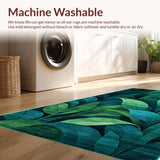 Ultra Soft Area Rug, Non Slip, Stain Resistant, Washable Area Rugs for Living Room, Bedroom, Tropical Plant-Inspired Washable Bathroom Floor Mat(Green)