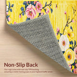 Ultra Soft Area Rug, Non Slip, Stain Resistant, Washable Area Rugs for Living Room, Bedroom, Rustic Earthy Blossom Motif(Yellow)