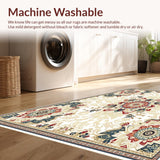 Ultra Soft Area Rug, Non Slip, Stain Resistant, Washable Area Rugs for Living Room, Bedroom, Boho Chic Area Showcasing Blooms and Artistic Beige Filigree(Beige)