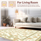 Ultra Soft Area Rug, Non Slip, Stain Resistant, Washable Area Rugs for Living Room, Bedroom, Elegant Floral Vines Area Graceful Beige Patterned Floor(Ivory)