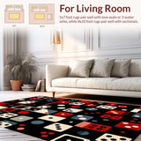 Ultra Soft Area Rug, Non Slip, Stain Resistant, Washable Area Rugs for Living Room, Bedroom, Eclectic Geometric Pattern Fusion(Red)
