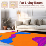 Ultra Soft Area Rug, Non Slip, Stain Resistant, Washable Area Rugs for Living Room, Bedroom, Eclectic Groovy Swirl Pattern(Orange)