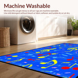 Ultra Soft Area Rug, Non Slip, Stain Resistant, Washable Area Rugs for Living Room, Bedroom, Playful Orchestral Color Fusion(Blue)
