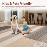 Ultra Soft Area Rug, Non Slip, Stain Resistant, Washable Area Rugs for Living Room, Bedroom, Refined Warm Tones Graphic Design(Beige)