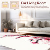 Ultra Soft Area Rug, Non Slip, Stain Resistant, Washable Area Rugs for Living Room, Bedroom, Contemporary Vibrant Blossom Arrangement(Pink)