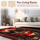 Ultra Soft Area Rug, Non Slip, Stain Resistant, Washable Area Rugs for Living Room, Bedroom, Vibrant Castle Inspired Illusion(Red)