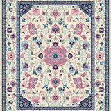 Ultra Soft Area Rug, Non Slip, Stain Resistant, Washable Area Rugs for Living Room, Bedroom, Rustic Soft Pastel Floral Design(Ivory)