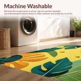 Ultra Soft Area Rug, Non Slip, Stain Resistant, Washable Area Rugs for Living Room, Bedroom, Tropical Monstera Bathroom Rug for Kids Rooms(Yellow)