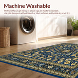 Ultra Soft Area Rug, Non Slip, Stain Resistant, Washable Area Rugs for Living Room, Bedroom, Geometric with Smoke & Beige(Blue)