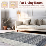 Ultra Soft Area Rug, Non Slip, Stain Resistant, Washable Area Rugs for Living Room, Bedroom, Monochrome Motion: Striped Woven Floor Rug, Entryway Style(Gray)