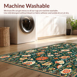 Ultra Soft Area Rug, Non Slip, Stain Resistant, Washable Area Rugs for Living Room, Bedroom, Serene Pastel Floral Fusion(Green)