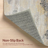 Ultra Soft Area Rug, Non Slip, Stain Resistant, Washable Area Rugs for Living Room, Bedroom, Chic Modern Patchwork Aesthetic(Gold)