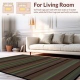 Ultra Soft Area Rug, Non Slip, Stain Resistant, Washable Area Rugs for Living Room, Bedroom, Whimsical Striped Textured Delight(Brown)