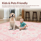 Ultra Soft Area Rug, Non Slip, Stain Resistant, Washable Area Rugs for Living Room, Bedroom, Soft Rustic Leafy Patterns(Beige)