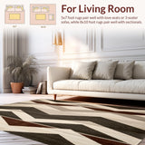 Ultra Soft Area Rug, Non Slip, Stain Resistant, Washable Area Rugs for Living Room, Bedroom, Modern Cream Chevron(Gray)