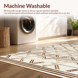 Ultra Soft Area Rug, Non Slip, Stain Resistant, Washable Area Rugs for Living Room, Bedroom, Inviting Soft Pastel Geometric Theme(Beige)