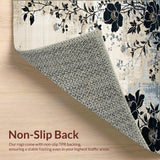 Ultra Soft Area Rug, Non Slip, Stain Resistant, Washable Area Rugs for Living Room, Bedroom, Artistic Boho Beige and Black Bloom(Beige)