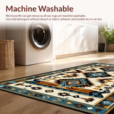 Ultra Soft Area Rug, Non Slip, Stain Resistant, Washable Area Rugs for Living Room, Bedroom, Elegant Vintage Aztec Textile Design(Beige)