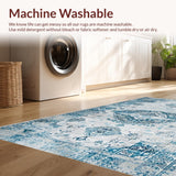 Ultra Soft Area Rug, Non Slip, Stain Resistant, Washable Area Rugs for Living Room, Bedroom, Luxurious Light Blue Organic Pattern(Blue)