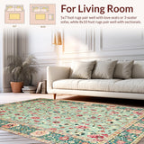 Ultra Soft Area Rug, Non Slip, Stain Resistant, Washable Area Rugs for Living Room, Bedroom, Chic Vintage Ogee Arrangement(Blue)