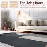 Ultra Soft Area Rug, Non Slip, Stain Resistant, Washable Area Rugs for Living Room, Bedroom, Chic Modern Geometric Motif(Black)