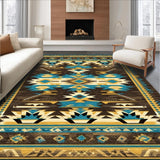 Ultra Soft Area Rug, Non Slip, Stain Resistant, Washable Area Rugs for Living Room, Bedroom, Striking Bold Colorful Tribal Style(Brown)