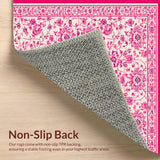Ultra Soft Area Rug, Non Slip, Stain Resistant, Washable Area Rugs for Living Room, Bedroom, Youthful Blooming Artistry Style(Pink)