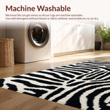 Ultra Soft Area Rug, Non Slip, Stain Resistant, Washable Area Rugs for Living Room, Bedroom, Non Skid Zebra Runner for Home Office Decor(Black)