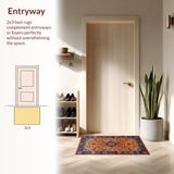 Ultra Soft Area Rug, Non Slip, Stain Resistant, Washable Area Rugs for Living Room, Bedroom, Elegant Minimalist Ogee Pattern Mix(Orange)