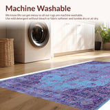 Ultra Soft Area Rug, Non Slip, Stain Resistant, Washable Area Rugs for Living Room, Bedroom, Vibrant Vintage Abstract Pattern(Blue)