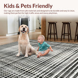 Ultra Soft Area Rug, Non Slip, Stain Resistant, Washable Area Rugs for Living Room, Bedroom, Shadow Dance Rug: Dynamic Black & White Striped Floor Covering(Black)