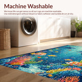 Ultra Soft Area Rug, Non Slip, Stain Resistant, Washable Area Rugs for Living Room, Bedroom, Educational Kids Rug with Alphabet and Sea Creatures in a Vibrant Design(Blue)