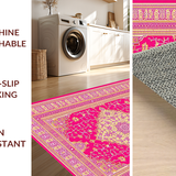 Ultra Soft Area Rug, Non Slip, Stain Resistant, Washable Area Rugs for Living Room, Bedroom, Chic Pink Geometric Composition(Pink)