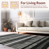 Ultra Soft Area Rug, Non Slip, Stain Resistant, Washable Area Rugs for Living Room, Bedroom, KaHouen Bold Stripe Pattern Rug Accent Carpet for Porch and Patio(Black)