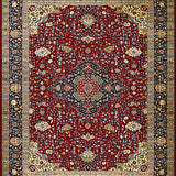 Ultra Soft Area Rug, Non Slip, Stain Resistant, Washable Area Rugs for Living Room, Bedroom, Rich Red Vintage Floral Design(Red)