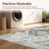 Ultra Soft Area Rug, Non Slip, Stain Resistant, Washable Area Rugs for Living Room, Bedroom, Rustic Vintage Ogee Motif(Gray)