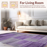 Ultra Soft Area Rug, Non Slip, Stain Resistant, Washable Area Rugs for Living Room, Bedroom, Rich Colorful Ogee Motif(Purple)
