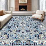 Ultra Soft Area Rug, Non Slip, Stain Resistant, Washable Area Rugs for Living Room, Bedroom, Stylish Ornate Blue Pattern(Gray)