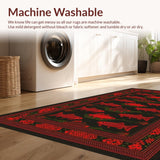 Ultra Soft Area Rug, Non Slip, Stain Resistant, Washable Area Rugs for Living Room, Bedroom, Vibrant Outdoor-Inspired Motif(Black)