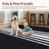 Ultra Soft Area Rug, Non Slip, Stain Resistant, Washable Area Rugs for Living Room, Bedroom, Dramatic Monochrome Zebra Print Rug With Bold Stripe Pattern for Vibrant Decor(Black)