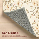 Ultra Soft Area Rug, Non Slip, Stain Resistant, Washable Area Rugs for Living Room, Bedroom, Chic Floral Area Whimsical Blossom Non Slip Flower Mat(Beige)