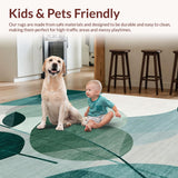 Modern Botanical Bath Rug Abstract Leaf Print for Bathroom(Teal)