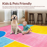 Ultra Soft Area Rug, Non Slip, Stain Resistant, Washable Area Rugs for Living Room, Bedroom, Cheerful Child-Friendly Pattern(Pink)
