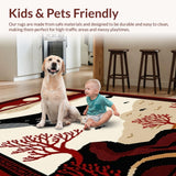 Ultra Soft Area Rug, Non Slip, Stain Resistant, Washable Area Rugs for Living Room, Bedroom, Artistic Red Nautical Illustration(Red)