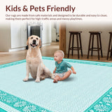 Ultra Soft Area Rug, Non Slip, Stain Resistant, Washable Area Rugs for Living Room, Bedroom, Refreshing Coastal Trellis Layout(White)