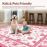 Ultra Soft Area Rug, Non Slip, Stain Resistant, Washable Area Rugs for Living Room, Bedroom, Rustic Elegant Cottage Motif(White)